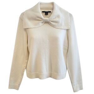 French Connection Ivory Bow Collar Sweater XS NWT Knit Pullover